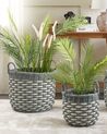 Set of 3 PE Rattan Plant Pot Baskets Grey and White GEFIRA_826523