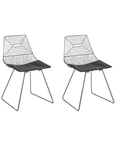 Conjunto de 2 sillas de metal plateado/negro BEATTY