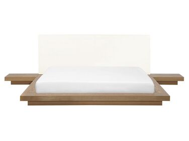 EU King Size Waterbed with Bedside Tables Light Wood ZEN