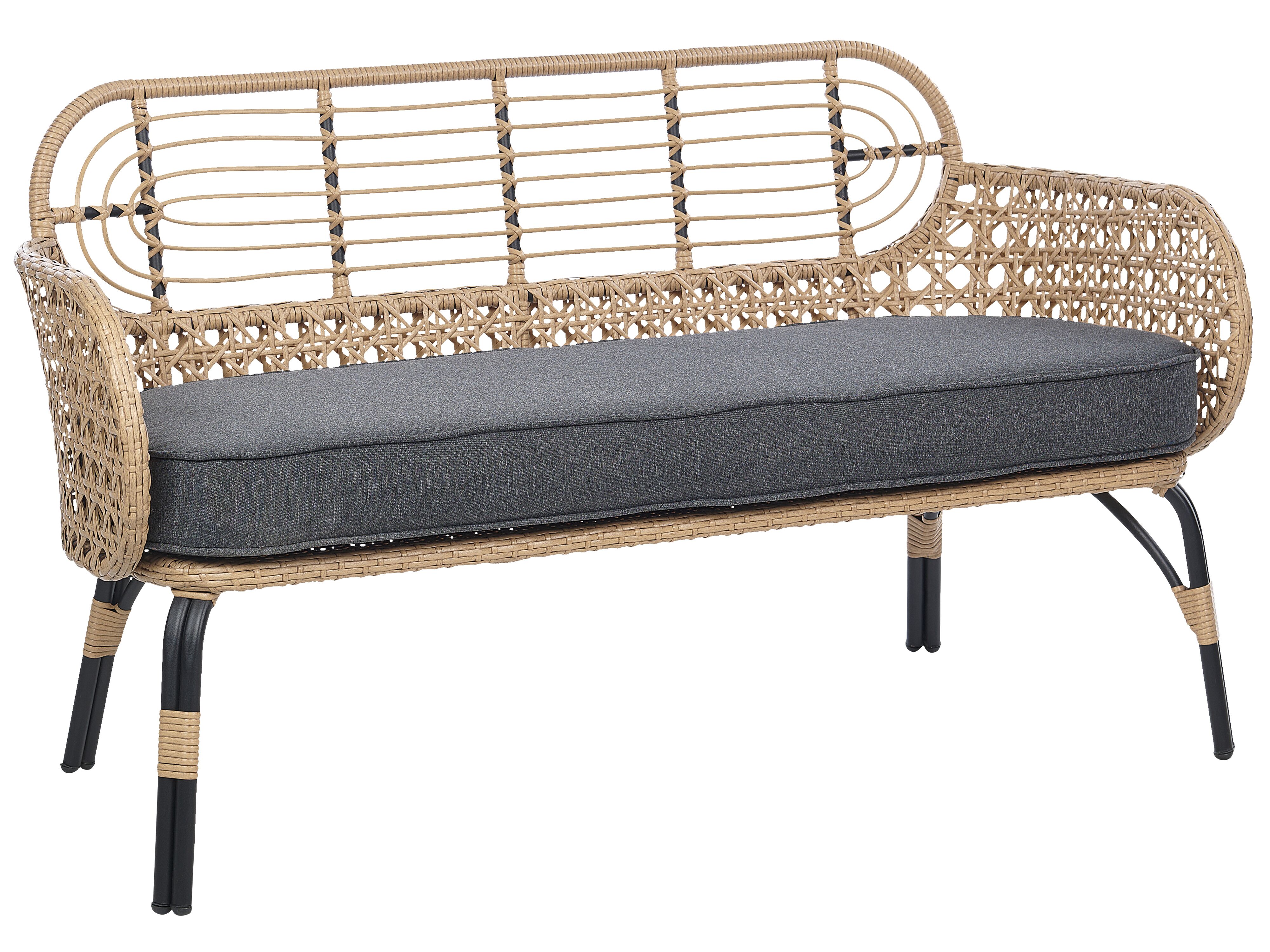 Gartensofa Rattan Nat rlich 2 Sitzer 122 Cm Auflage Graphitgrau gartensofa-rattan-nat-rlich-2-sitzer-122-cm-auflage-graphitgrau