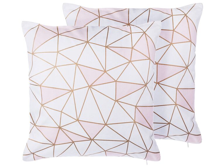 Set of 2 Cotton Cushions Geometric Pattern 45 x 45 cm Pink CLARKIA_769270