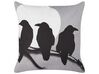 Set of 2 Velvet Cushion Crows Pattern 45 x 45 cm Grey ORADEA_830083