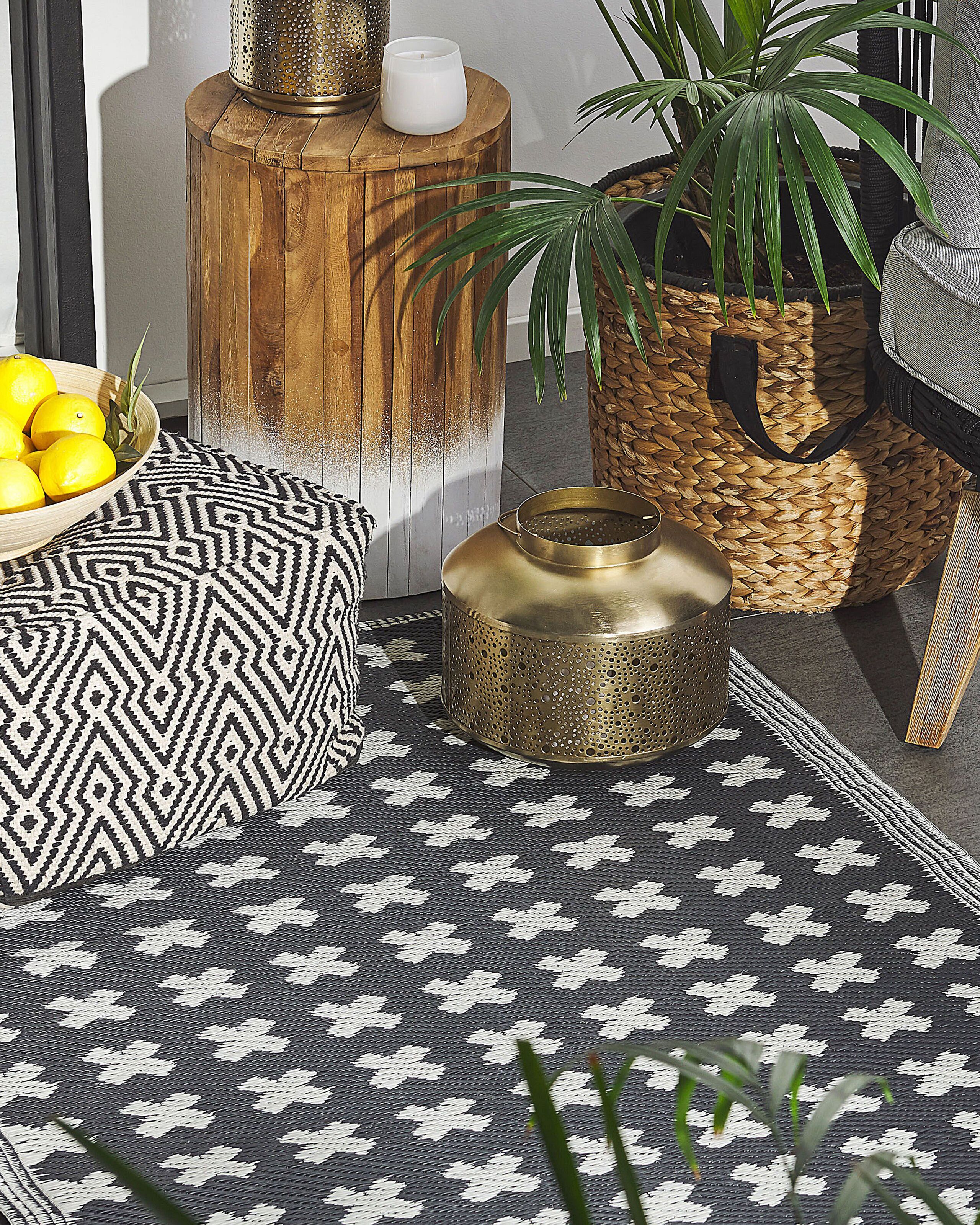 Tapete de exterior 90 x 180 cm preto ROHTAK