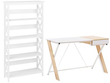 Bureau avec tiroir Borisee 120x60 cm chêne/blanc - Selsey