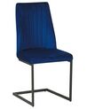 Sada 2 zamatových jedálenských stoličiek modrá LAVONIA_790016
