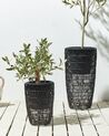 Set of 2 PE Rattan Plant Pots Black CHELONE_914492
