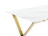 Glass Top Dining Table 120 x 70 cm Marble Effect and Gold ATTICA_850500