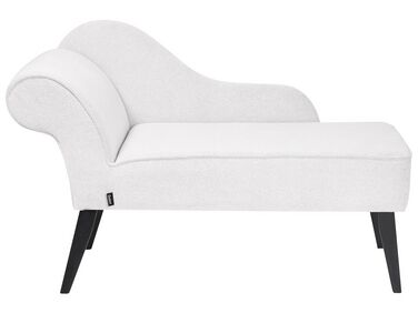 Left Hand Fabric Chaise Lounge White BIARRITZ