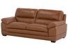 Soffgrupp 3-sits soffa + fåtölj läder guldbrun HORTEN_720743