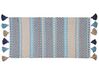 Teppich Baumwolle blau / beige 80 x 150 cm Kurzflor MARMARA_805333