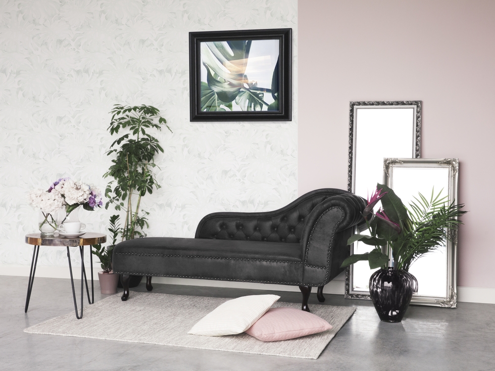 Grey suede online chaise lounge