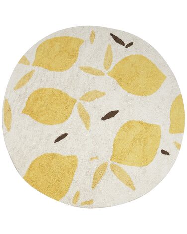 Round Cotton Area Rug ø 140 cm Light Beige and Yellow MAWAND