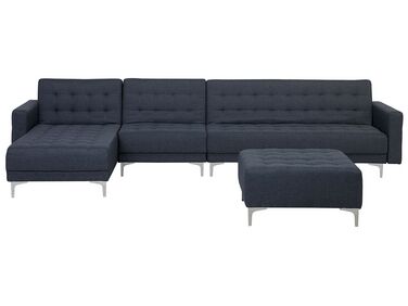 Right Hand Modular Fabric Sofa with Ottoman Dark Grey ABERDEEN