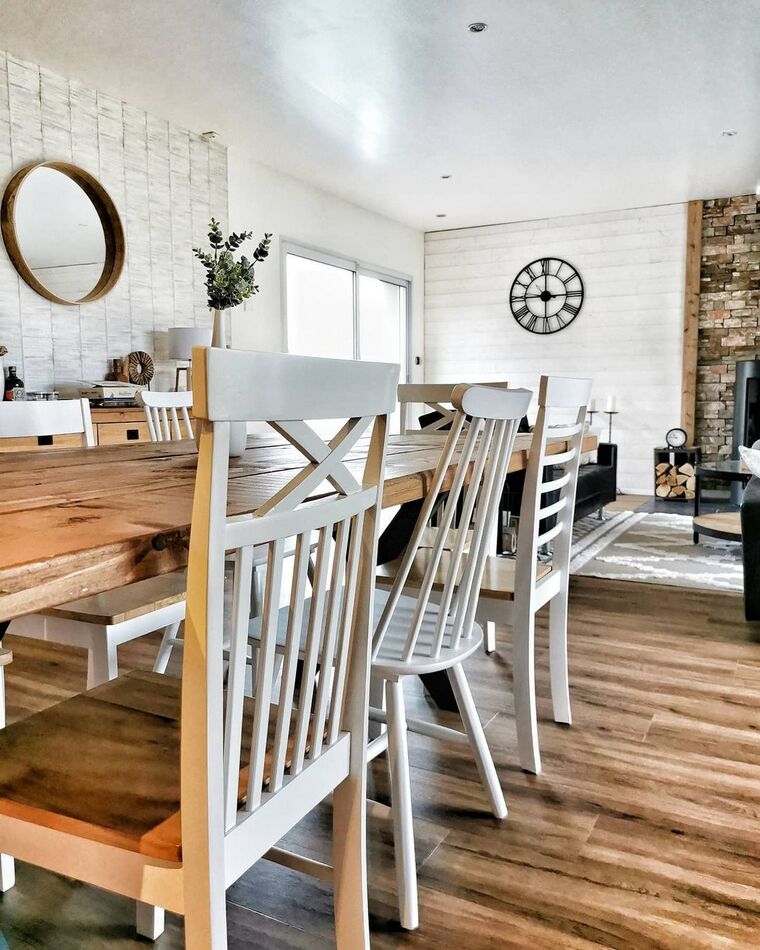 Set of 2 Dining Chairs Light Wood and White HOUSTON ex Factury at