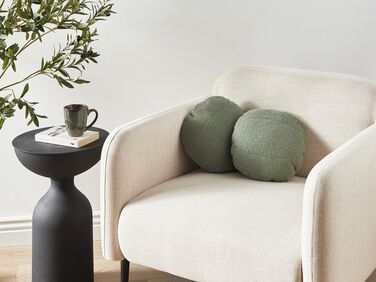 Set of 2 Teddy Cushions ⌀ 30 cm Green RUTABAGA