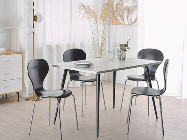 Dining Table 120 x 80 cm White Marble Effect with Black SANTIAGO