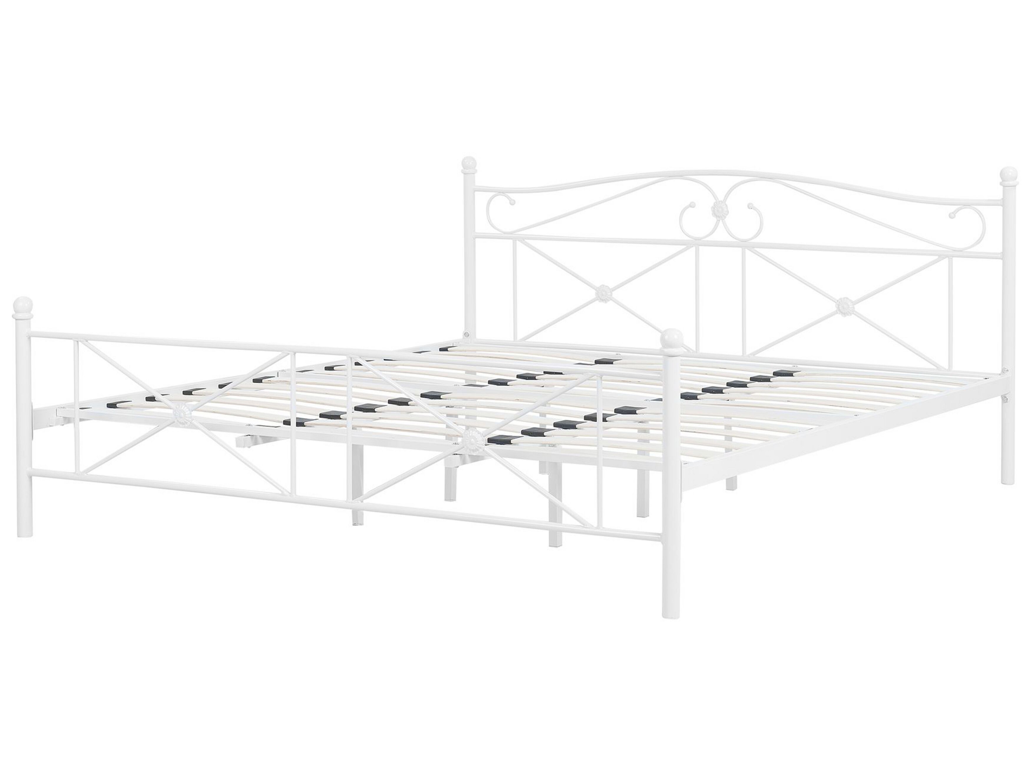 Beliani Letto Matrimoniale In Legno Bianco 180x200 Cm Con Rete A Doghe - 4