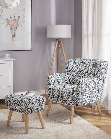 Fabric Armchair with Footstool Multicolour TUMBA