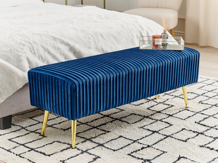 Velvet Bedroom Bench Blue PATERSON Beliani.co.uk
