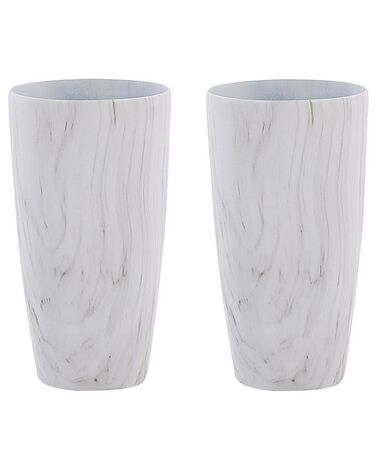 Conjunto de 2 vasos para plantas com efeito de mármore branca 32 x 32 x 58 cm LIMENARI