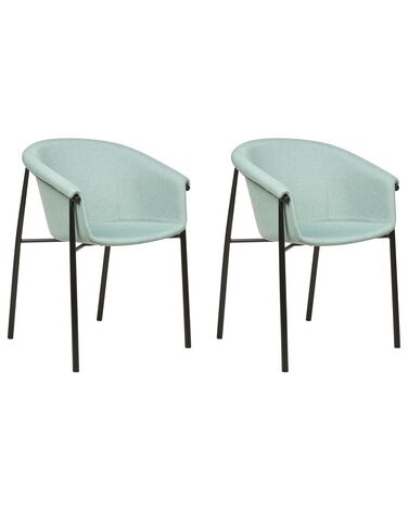 Sada 2 čalouněných jídelních židlí mátové zelené AMES