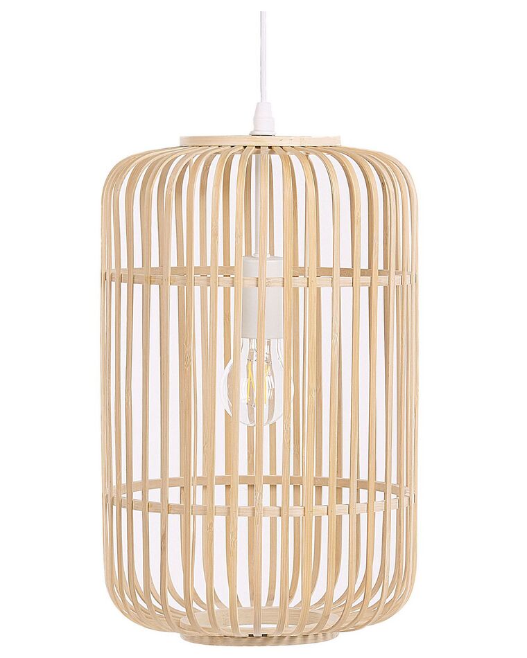 Lampe suspension cylindre en bambou clair AISNE_784954