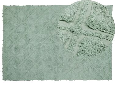 Teppich Baumwolle hellgrün 140 x 200 cm geometrisches Muster Kurzflor HATAY