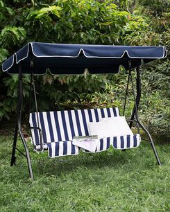 3-istuttava puutarhakeinu tummansininen/valkoinen CHAPLIN