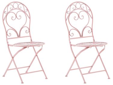 Conjunto de 2 cadeiras de jardim em metal rosa ALBINIA
