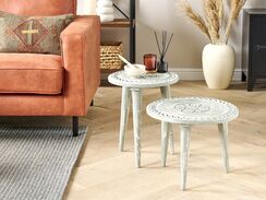 Sivupöytäsetti mangopuu vaaleanvihreä 2 kpl EKAMBA