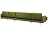 Canapé modulable 6 places en forme de U velours vert avec ottoman ABERDEEN_882473