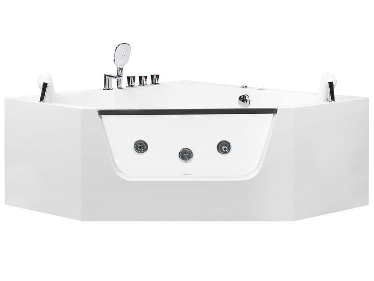 Whirlpool Corner Bath 1350 x 1350 mm White CANTALLA Beliani.it