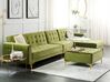 Left Hand Modular Velvet Sofa with Ottoman Green ABERDEEN_882409