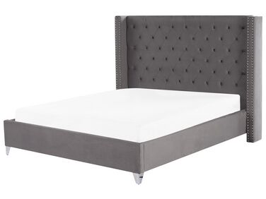 Zamatová posteľ 180 x 200 cm sivá LUBBON