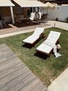 Wooden Reclining Sun Lounger with Off-White Cushion TOSCANA_812985