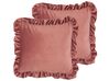 Conjunto de 2 cojines de terciopelo rosa 42 x 42 cm KALANCHOE_815310