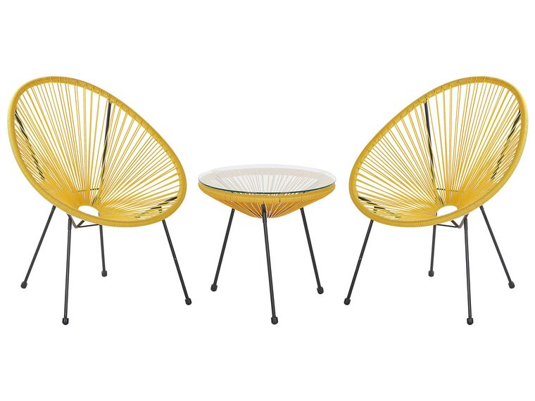 2 fauteuils spaghetti jaune et table pour intérieur et extérieur ACAPULCO II_795244