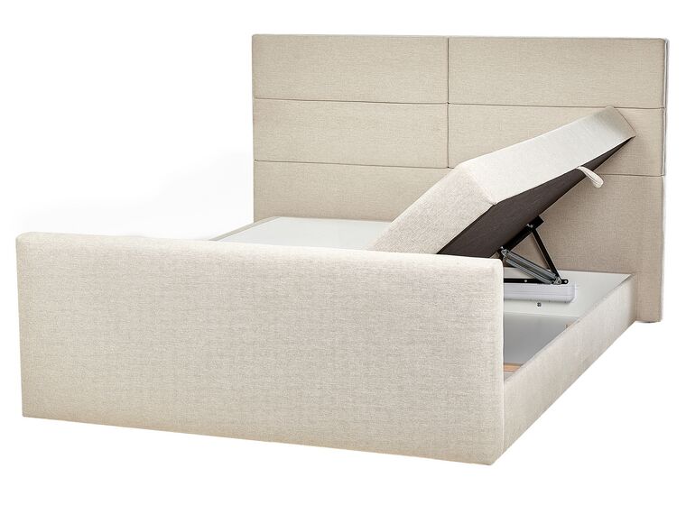 Łóżko kontynentalne z pojemnikami 160 x 200 cm beżowe ARISTOCRAT_873597