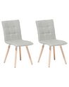 	Conjunto de 2 sillas de comedor de poliéster gris claro/madera clara BROOKLYN_743934