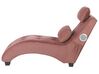Fløjls chaiselong med Bluetooth-højttaler USB-port Pink SIMORRE_823097