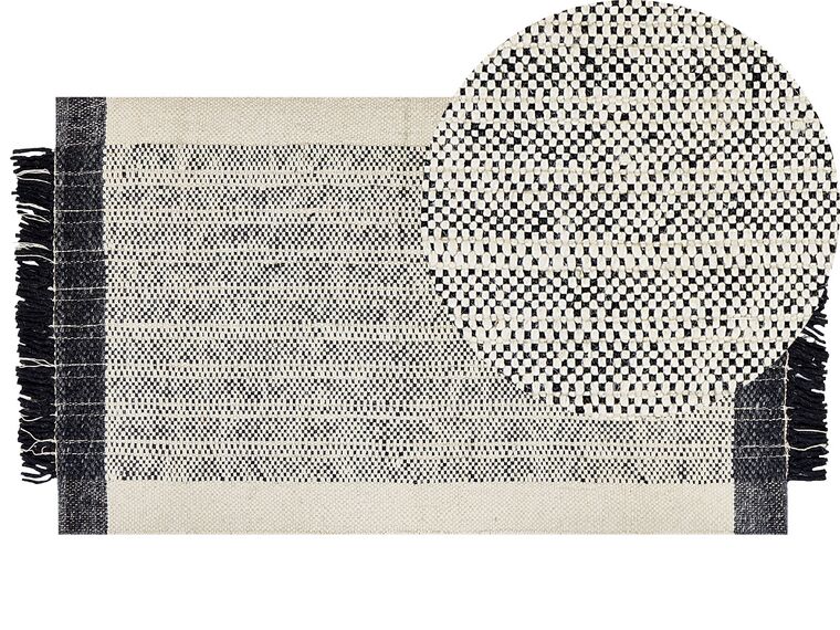 Tæppe 80 x 150 cm sort og hvid uld KETENLI_847438