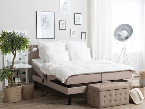 Fabric Eu King Size Adjustable Bed Beige Earl Beliani Sk Fabric Eu King Size Adjustable Bed, King Size Reclining Bed