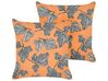 Set of 2 Cushions Leaf Motif 45 x 45 cm Orange and Black SPIREA_857727