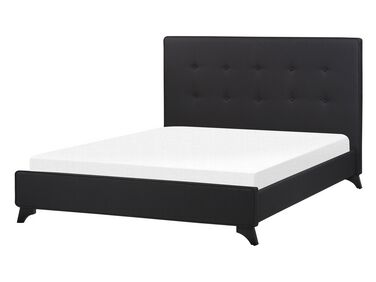 Fabric EU Double Size Bed Black AMBASSADOR