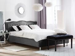 Lit avec sommier Velours AYETTE 160 x 200 cm Noir