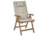 Conjunto 2 cadeiras de jardim em madeira escura de acácia com almofadas taupe AMANTEA_879724