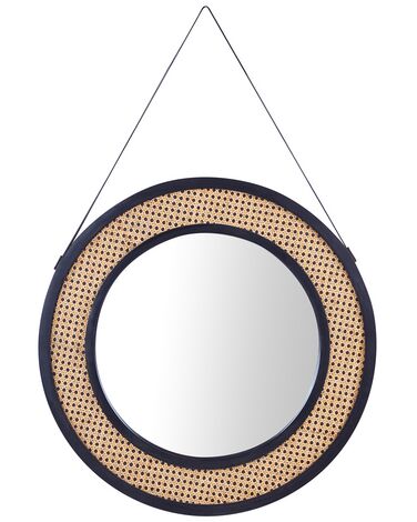 Okrúhle nástenné ratanové zrkadlo ø 70 cm prírodné CAMBRAI