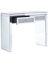 Zrkadlový konzolový stolík s 2 zásuvkami strieborný TILLY_809801