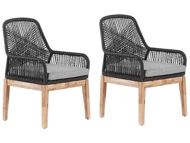 Set of 2 Garden Chairs Black OLBIA