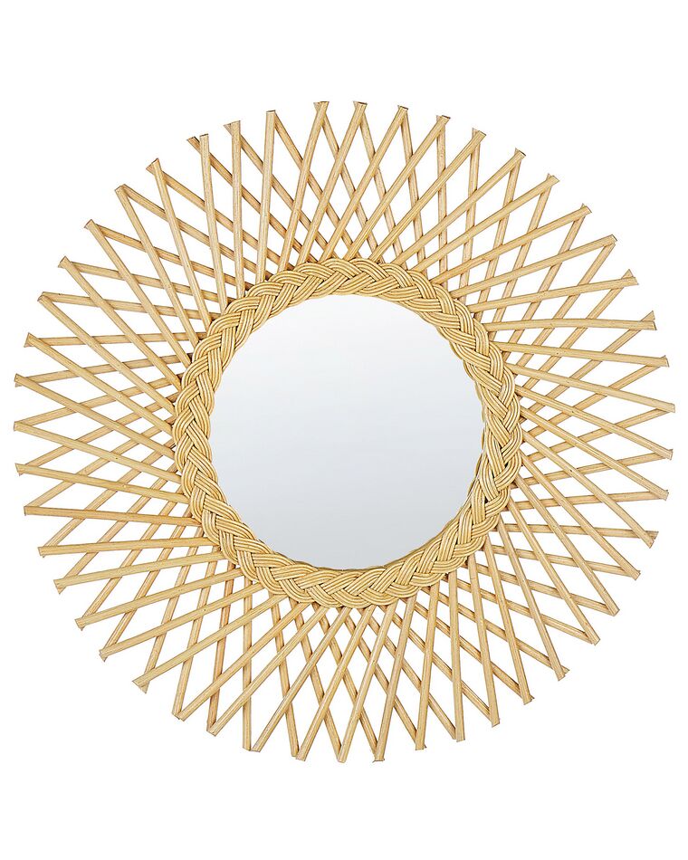 Rattan Sunburst Wall Mirror ⌀ 60 cm Natural TAGOLU_822181